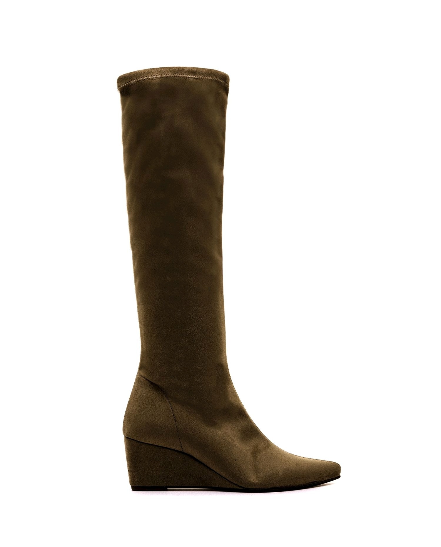 Imagem 0 de Botas Altas com Cunha e Tecido Stretch