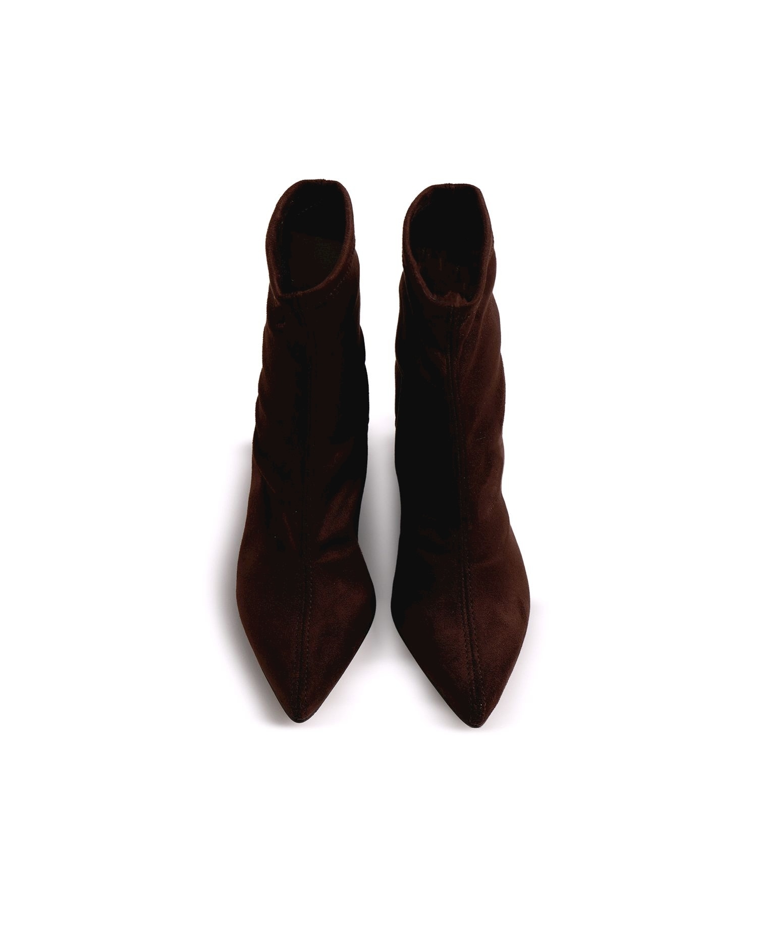 Botins Básicos de Cunha com Tecido Stretch Castanho-escuro-2