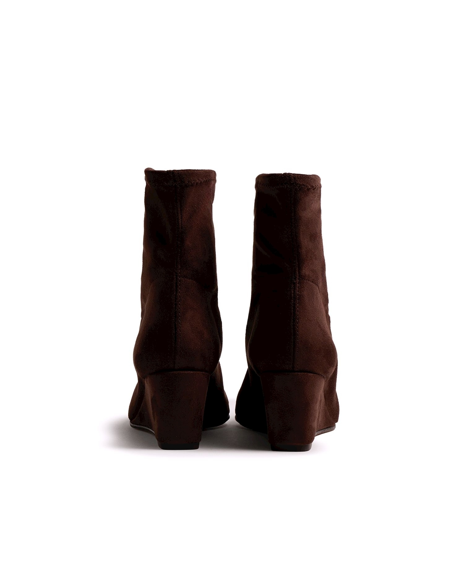 Botins Básicos de Cunha com Tecido Stretch Castanho-escuro-3