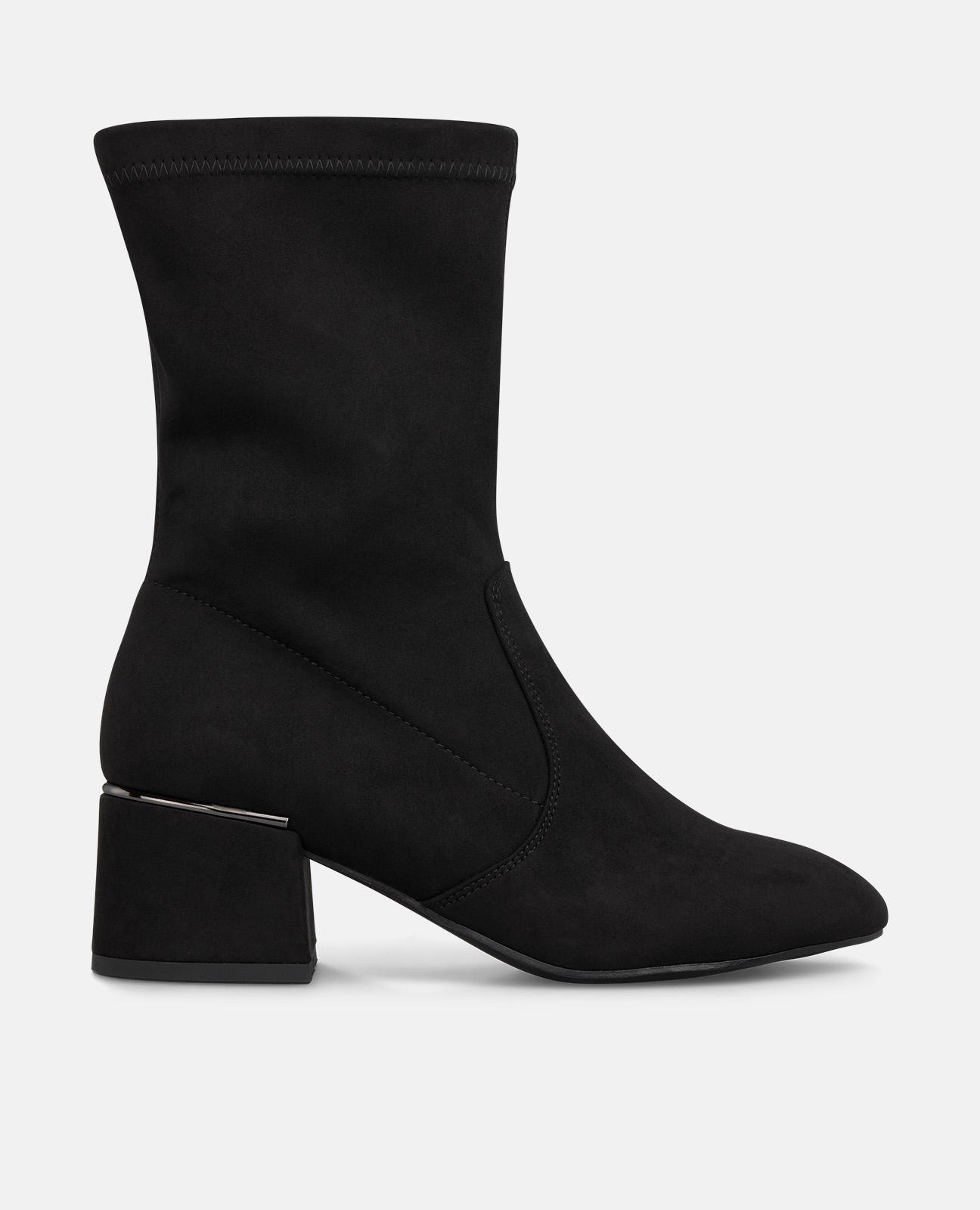 Imagem 0 de Botins Elásticos com Salto e Fecho Zip