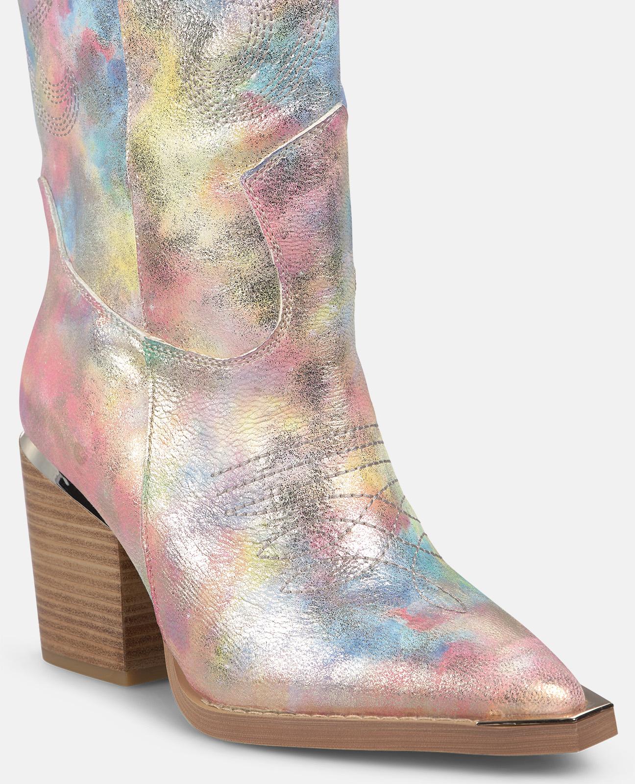 Botas Cowboy com Efeito Fantasia de Calce Fácil Mediante Pull On Rosa-4