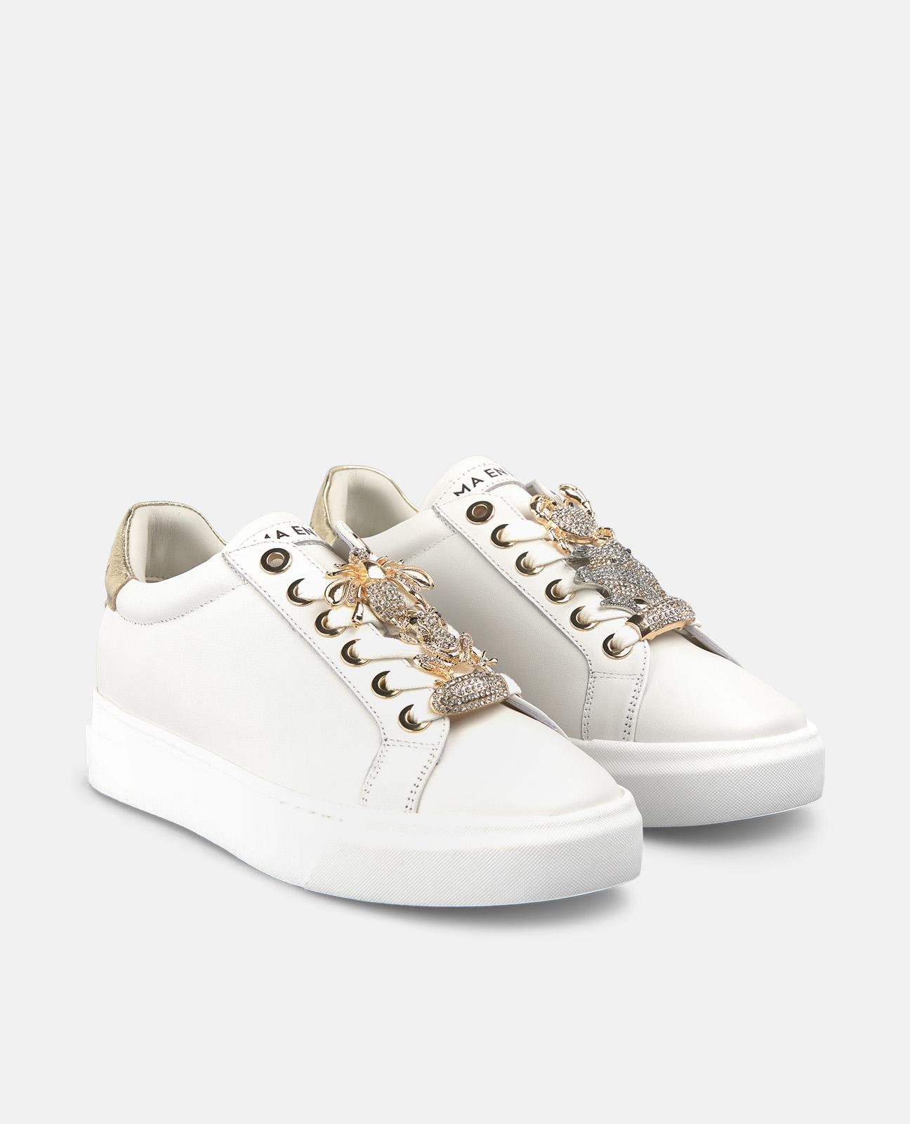 Sapatilhas Desportivas de Pele com Atacadores Branco-2