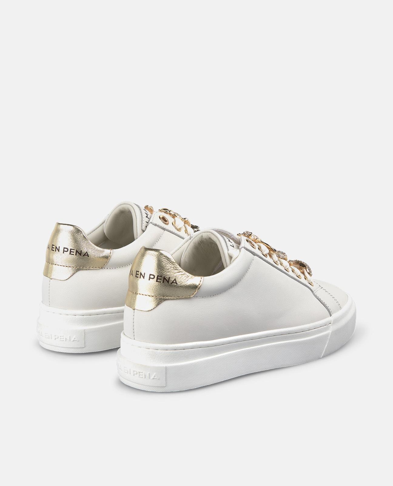 Sapatilhas Desportivas de Pele com Atacadores Branco-3