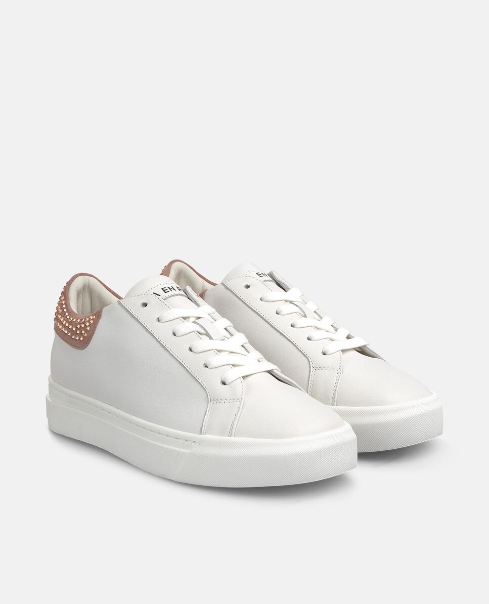Sapatilhas Desportivas com Detalhes de Pedraria e Fecho de Cordões Branco-2