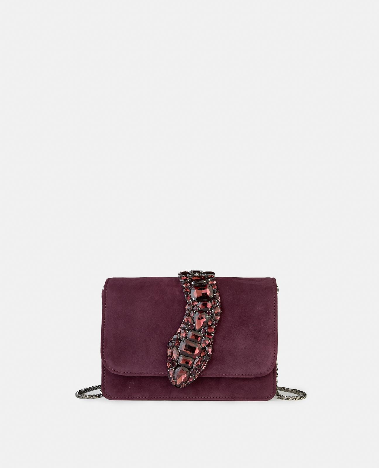 Imagem 0 de Mala a Tiracolo de Pele com Alça de Corrente e Pedraria