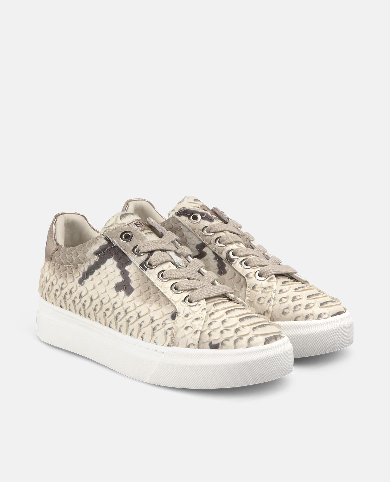 Sapatilhas Desportivas de Pele Parte Exterior com Estampado Fantasia Marfim-2
