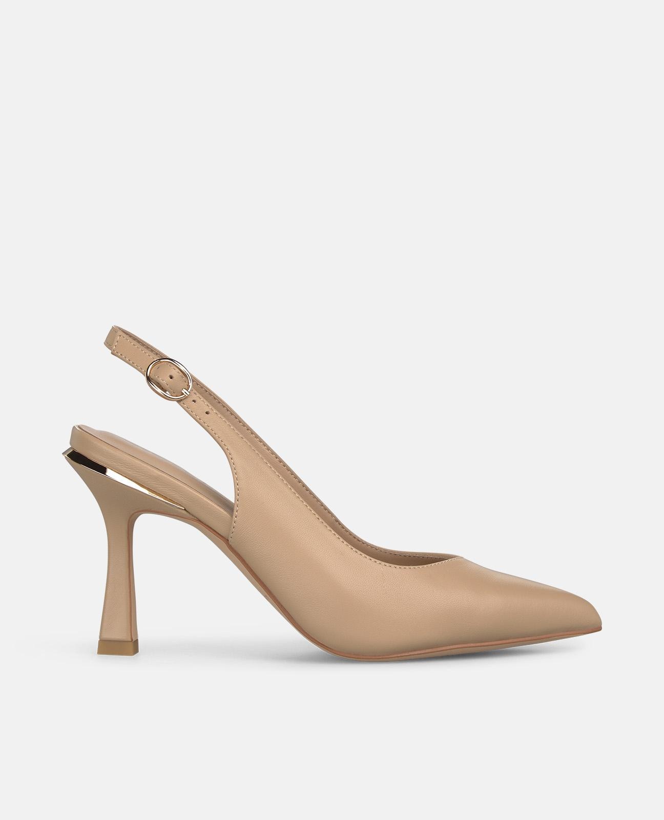 Imagem 0 de Sapatos de Salto com o Calcanhar Aberto em Napa com Tira Posterior com Fivela