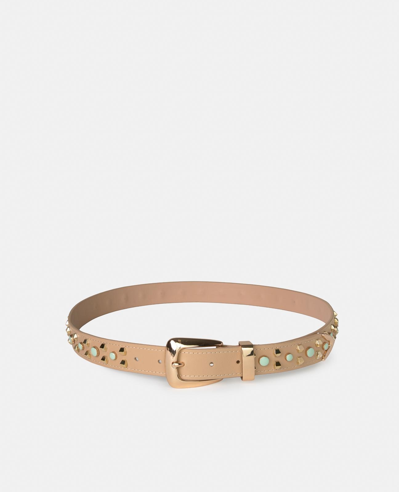 Imagem 0 de Cinto com Fivela em Pele com Design de Tachas Multicolor e Fivela Quadrada