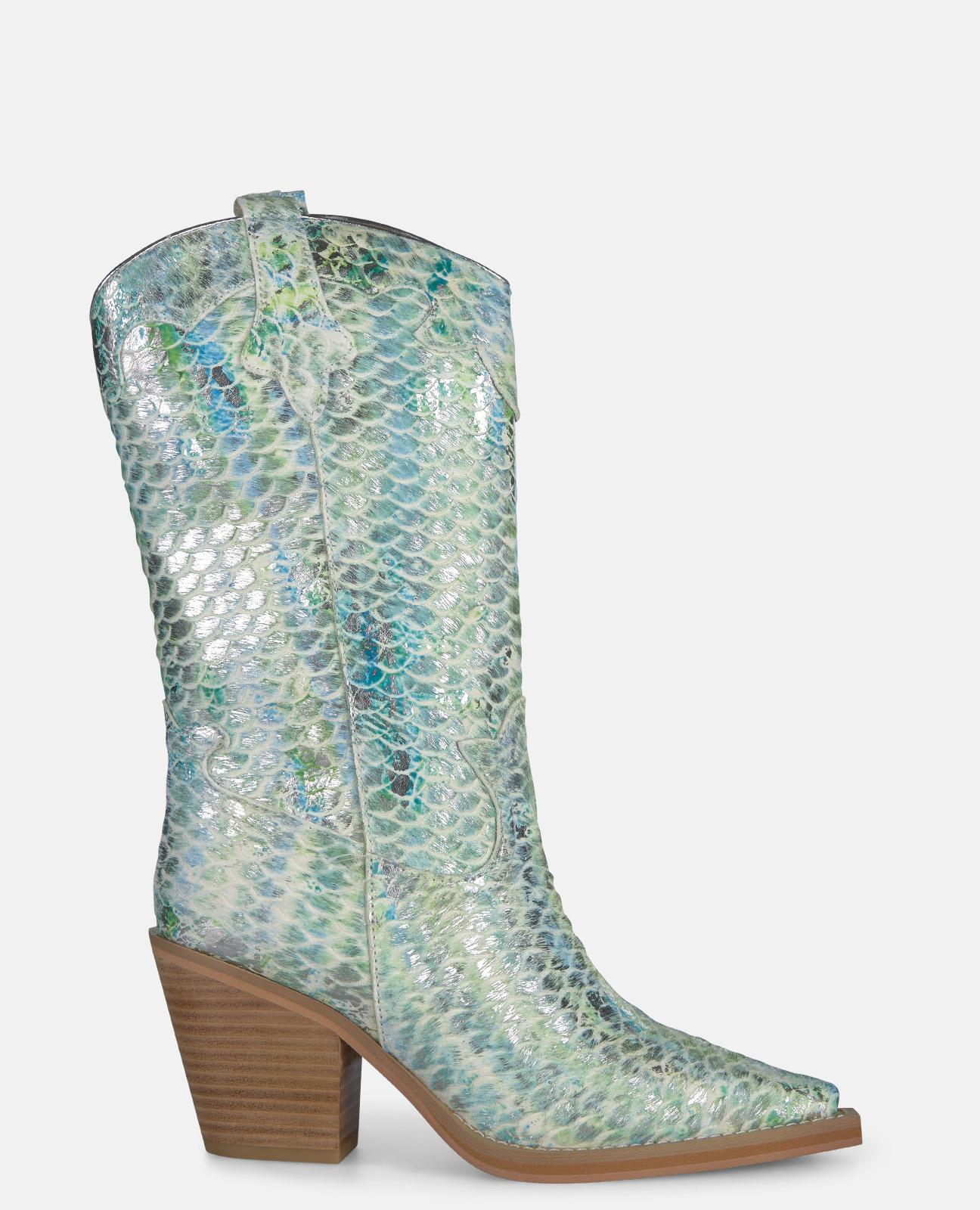 Imagem 0 de Botas Cowboy em Pele Efeito Fantasia com Puxadores Laterais