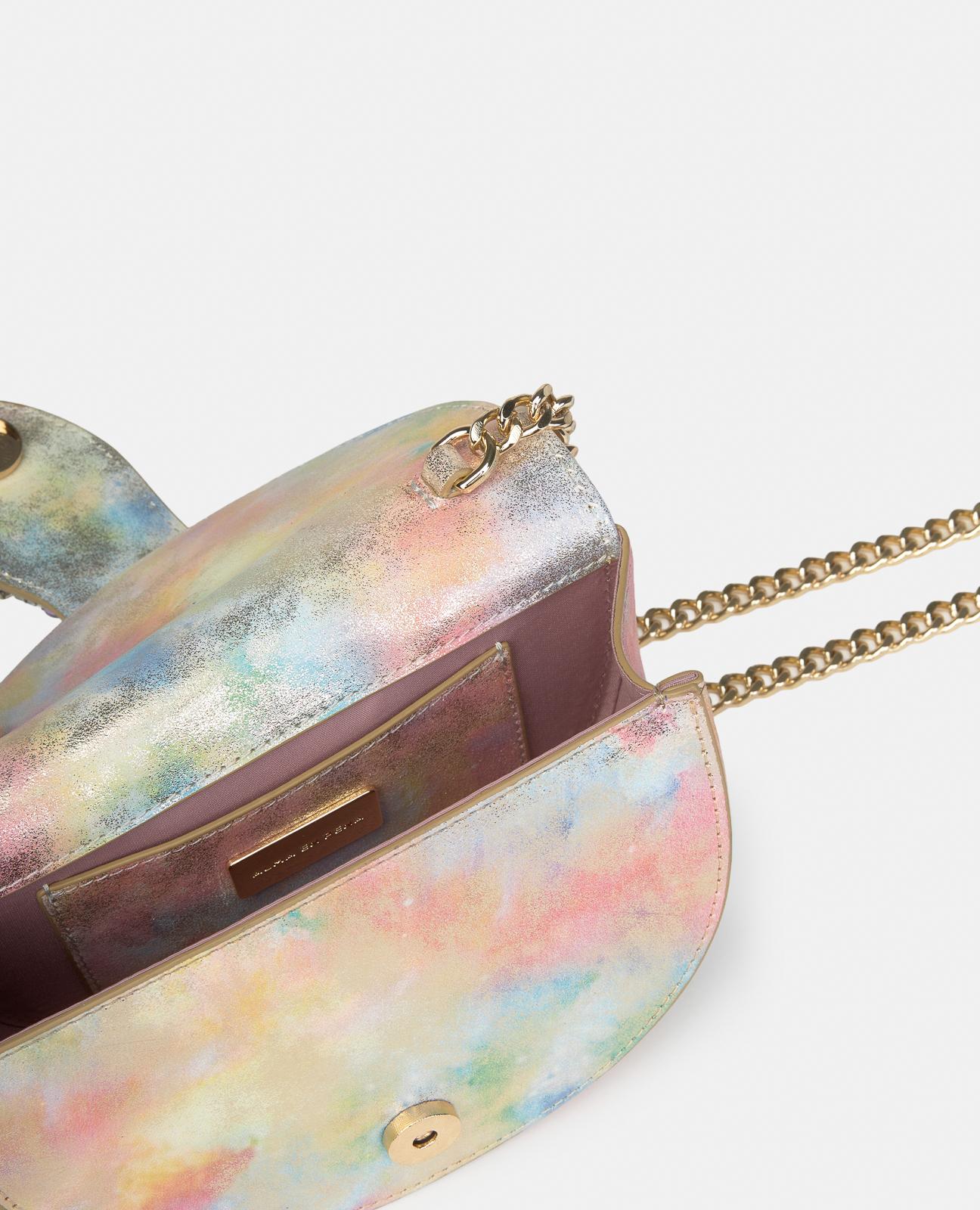 Mala de Mão Estilo Meia-lua de Pele Efeito Fantasia com Pedraria e Alça de Argolas Metálicas e Correia Mala a Tiracolo Ajustável Multicolor-3