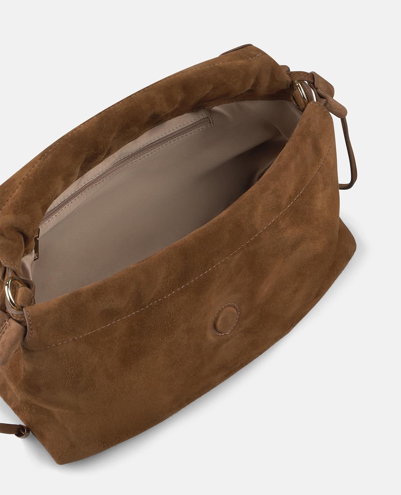 Mala Shopper de Pele com Design em Tachas Metálicas de Cores e Alça a Tiracolo Ajustável Caramelo-5