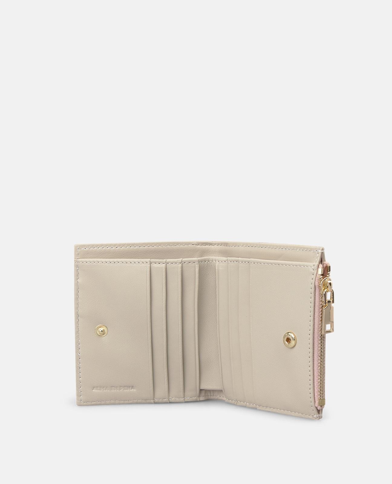 Carteira de Pele com Efeito Fantasia e Forro Interior Têxtil com Ranhura para Cartões e Bolso com Fecho Zip Rosa-3