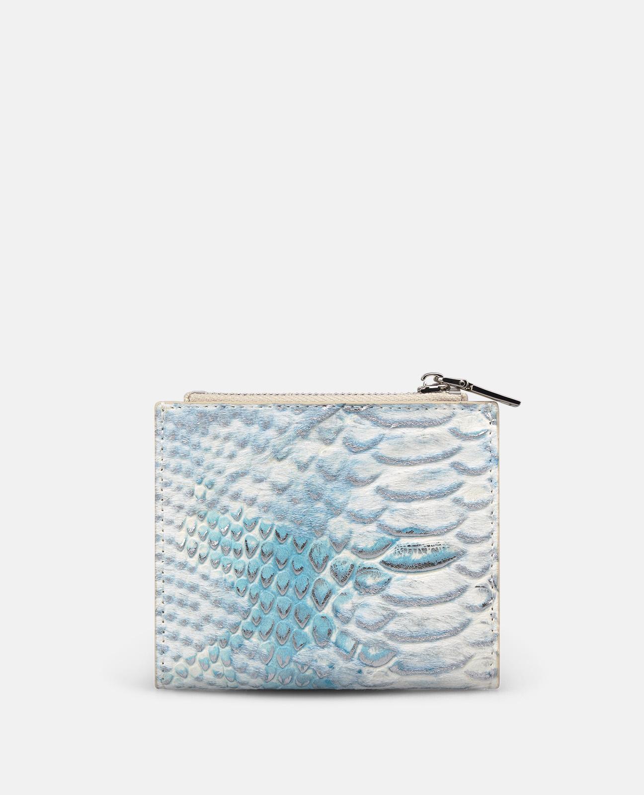 Carteira de Pele Animal Print com Forro Interior Têxtil com Ranhura para Cartões e Bolso de Fecho Zip Turquesa-2