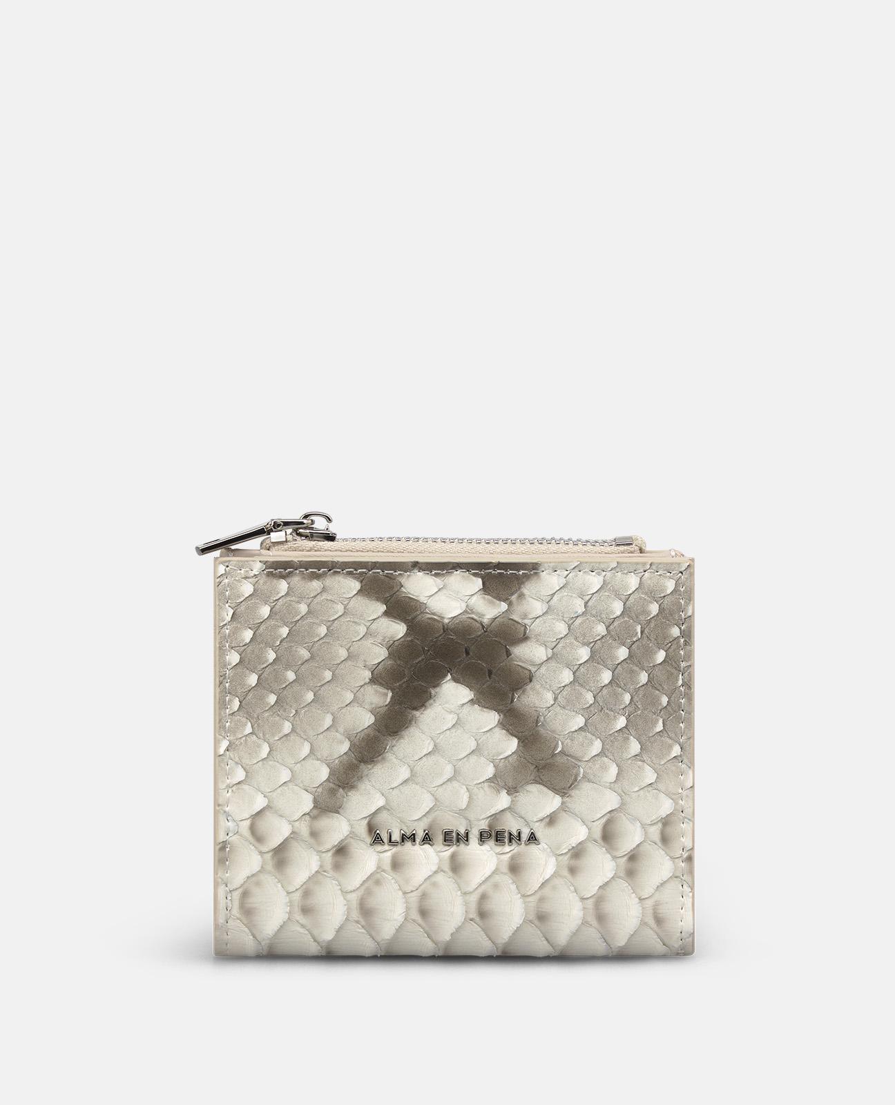 Imagem 0 de Carteira de Pele Animal Print com Forro Interior Têxtil com Ranhura para Cartões e Bolso de Fecho Zip