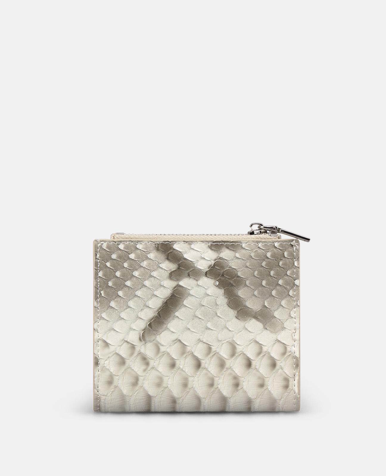 Carteira de Pele Animal Print com Forro Interior Têxtil com Ranhura para Cartões e Bolso de Fecho Zip Cinzento-2