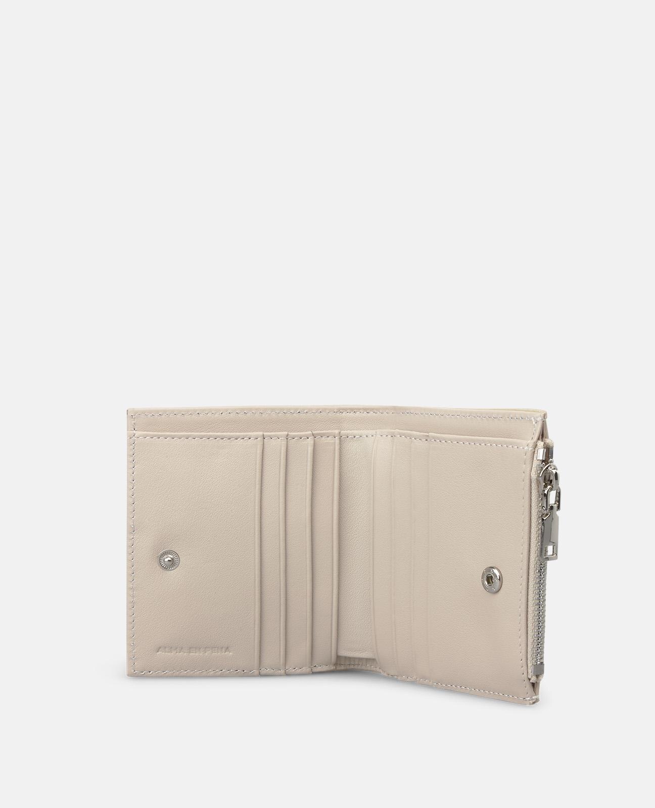 Carteira de Pele Animal Print com Forro Interior Têxtil com Ranhura para Cartões e Bolso de Fecho Zip Cinzento-3