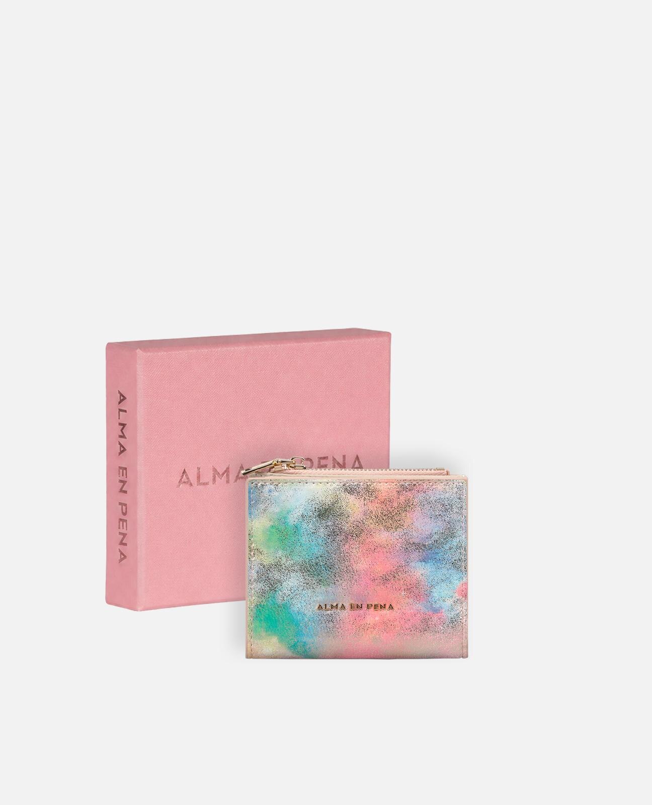 Carteira de Pele com Efeito Fantasia e Forro Interior Têxtil com Ranhura para Cartões e Bolso com Fecho Zip Multicolor-4
