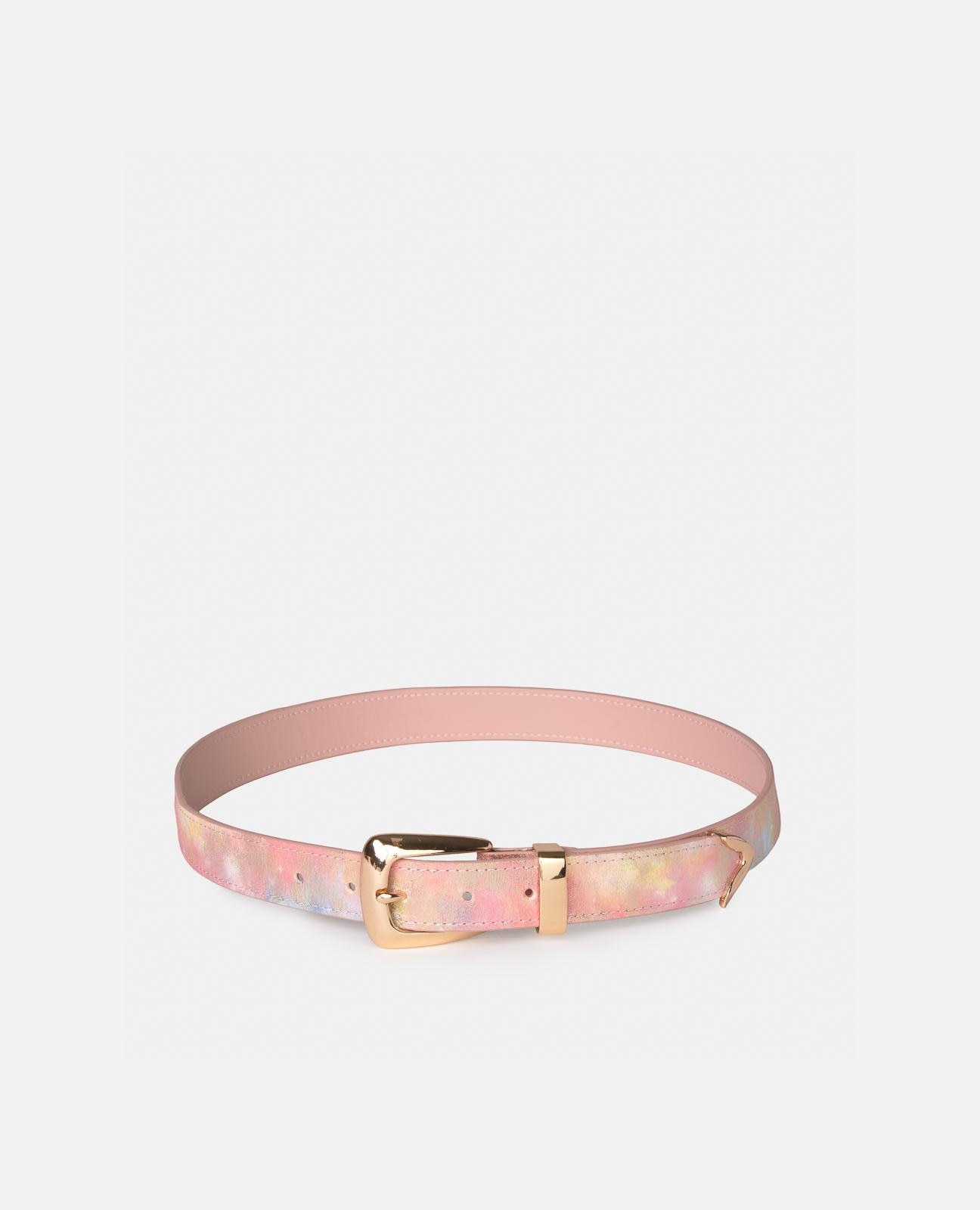 Cinto com Fivela de Pele Efeito Fantasia e Fivela Quadrada Rosa-1