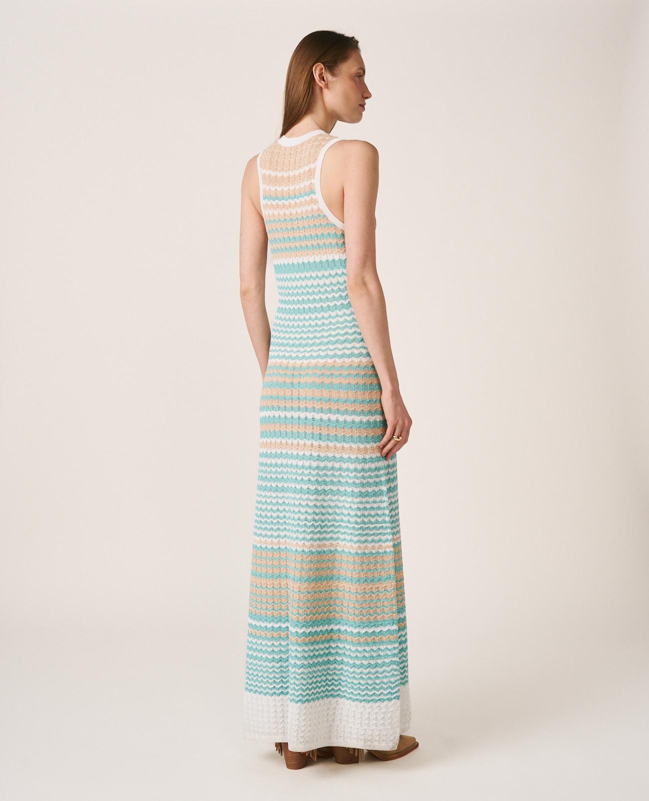 Vestido Comprido de Malha com Alças e Gola Redonda Verde-7