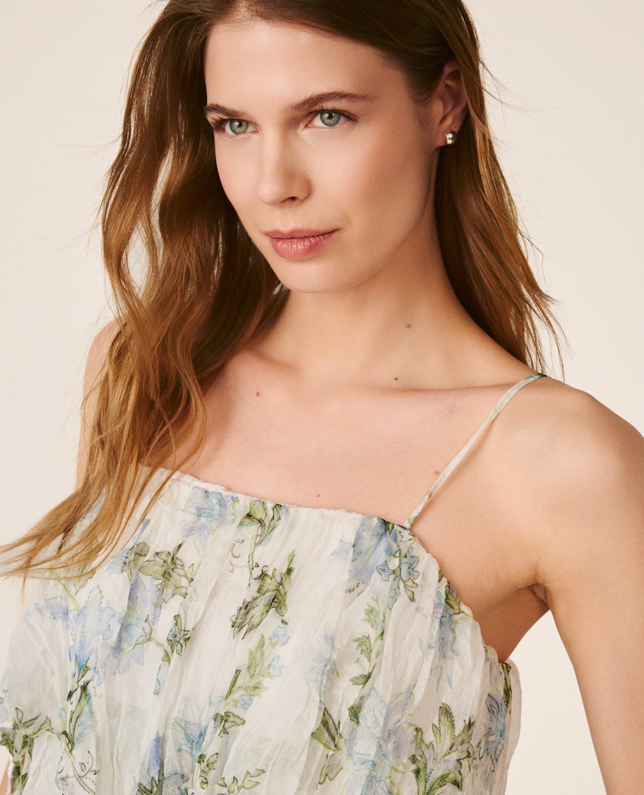 Vestido Midi Fluido de Decote a Direito e Alças com Fecho Zip Invisível na Lateral Azul-6