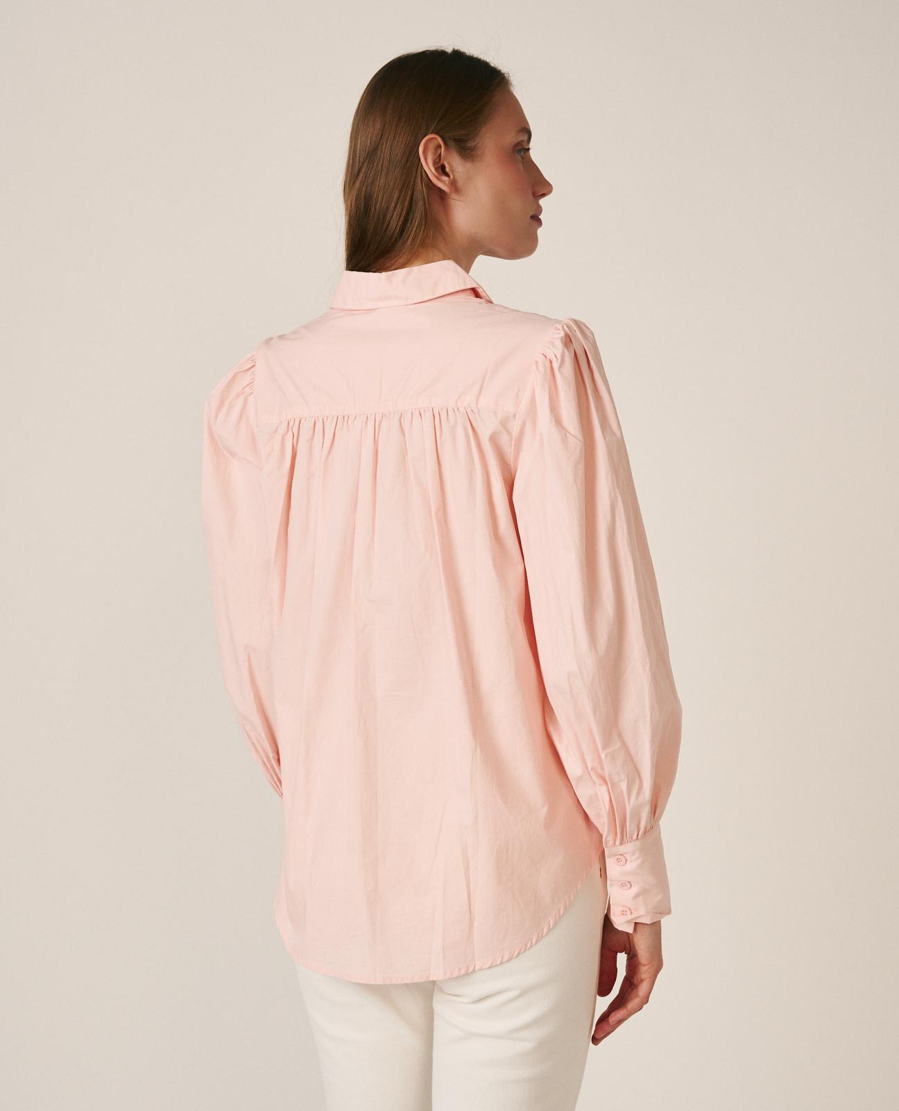 Camisa de Popelina Confecionada em Algodão com Aplicações de Pedras Rosa-5
