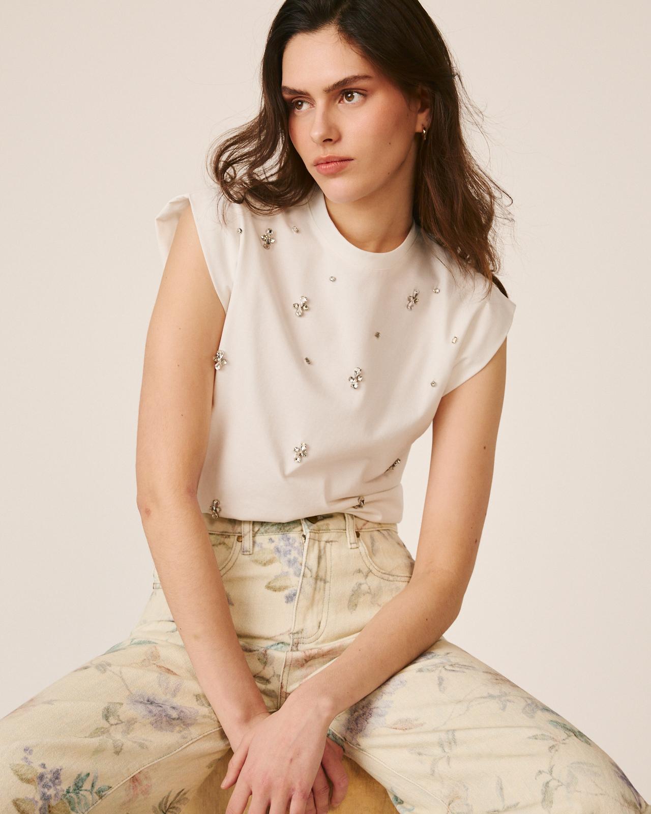 Imagem 0 de T-shirt de Manga Curta com Detalhes Joia