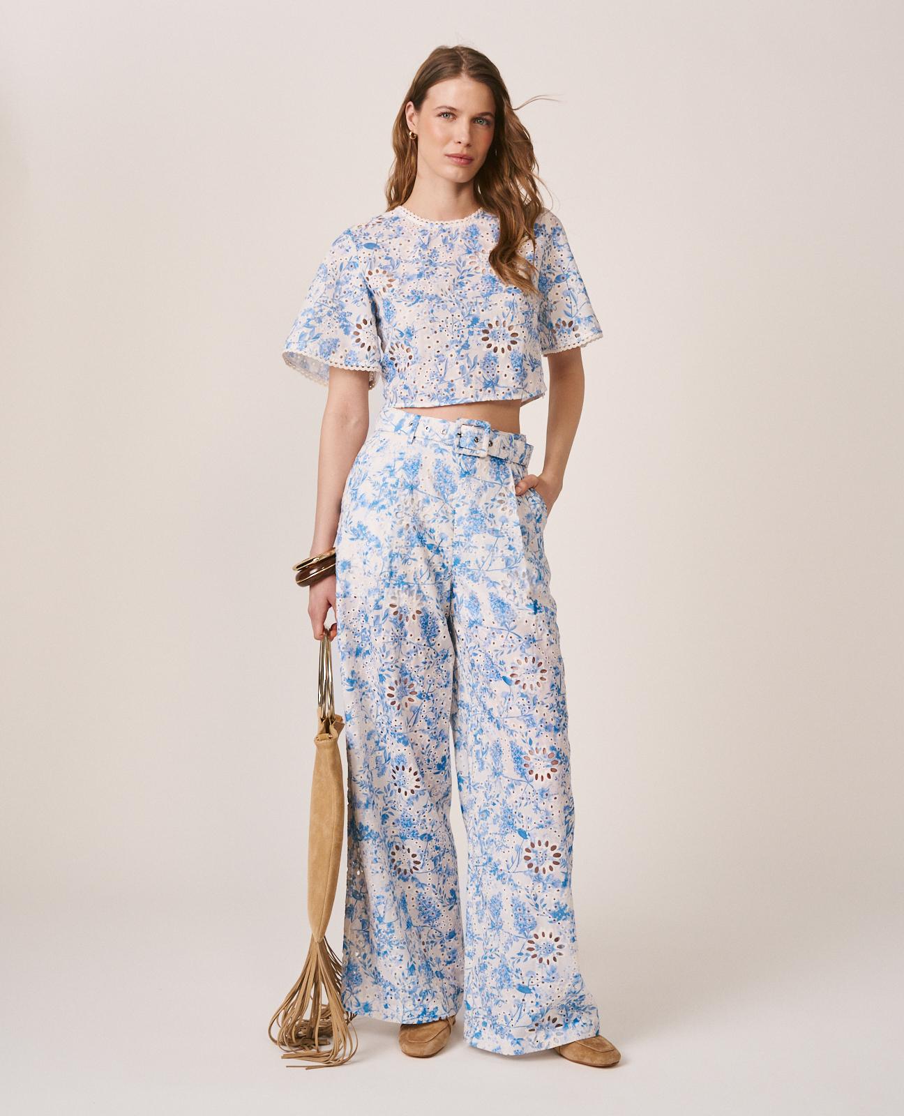 Imagem 0 de Calças Largas de Pinças com Estampado Floral