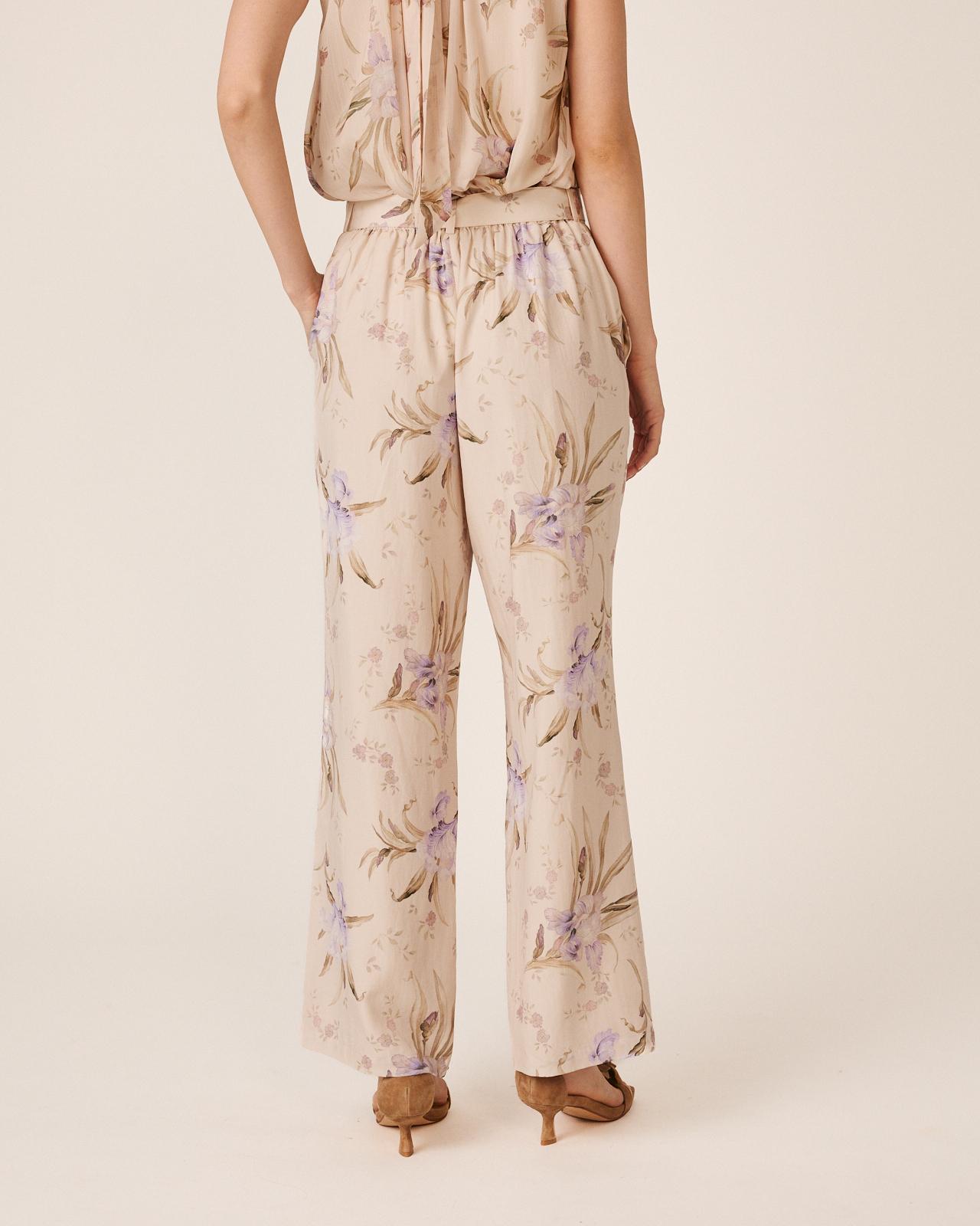 Calças Largas Wide Leg com Estampado Mosaico e Bolsos Laterais Lilás-5