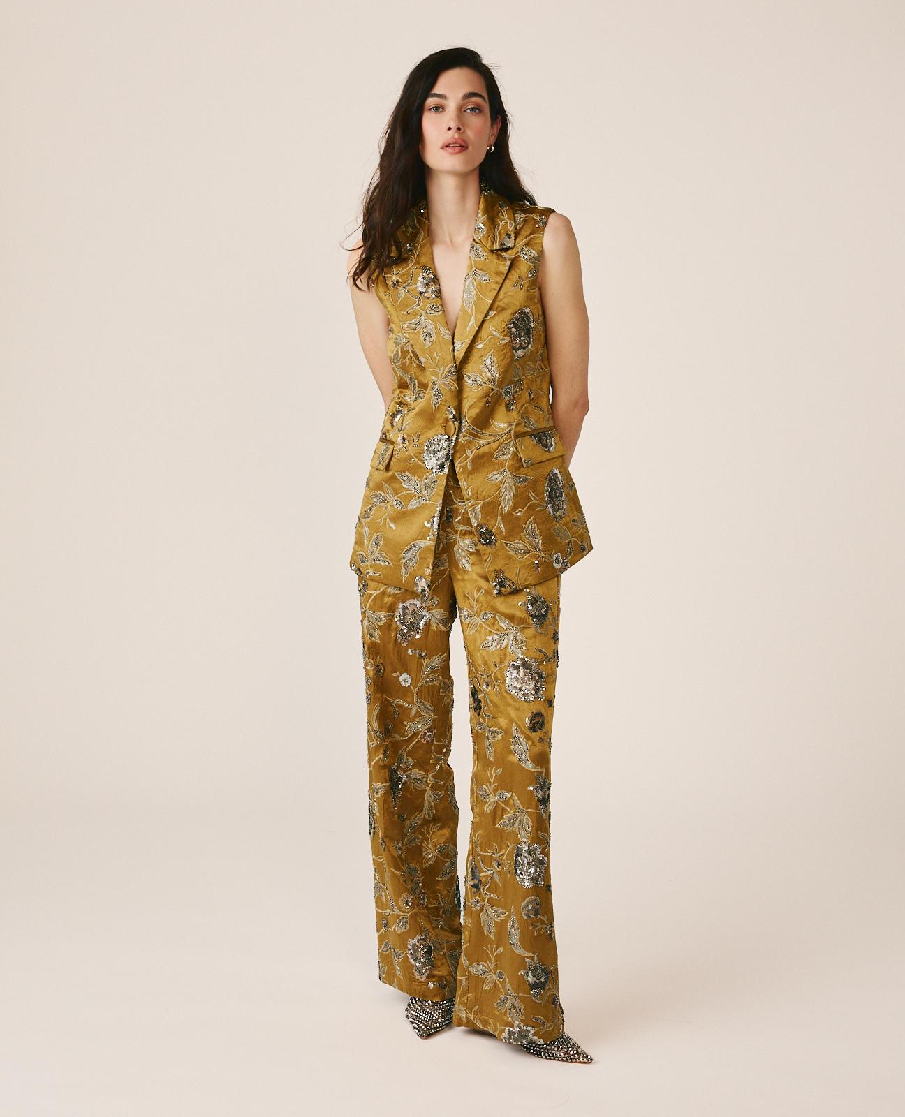 Imagem 0 de Calças Retas de Cintura Subida com Estampado Floral
