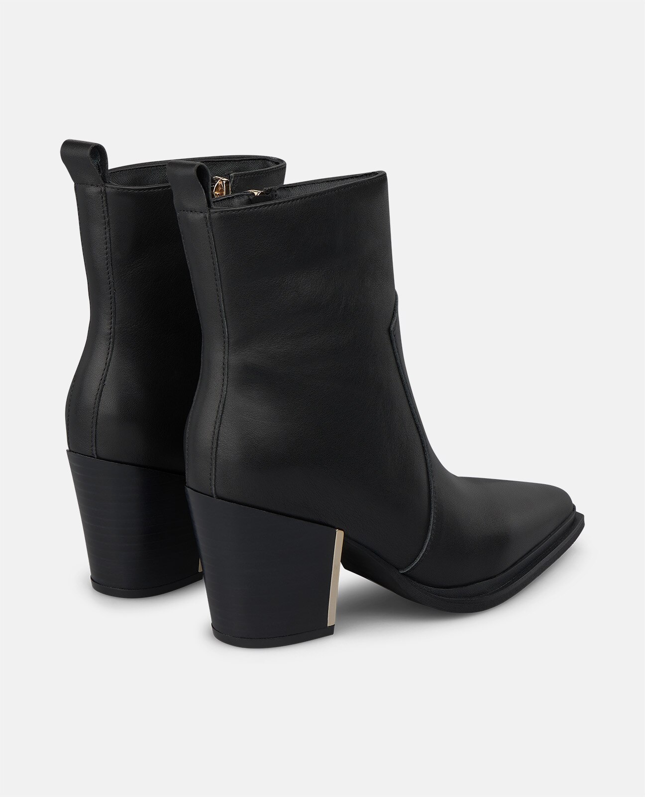 Botins Básicos em Napa com Fecho Zip Preto-3