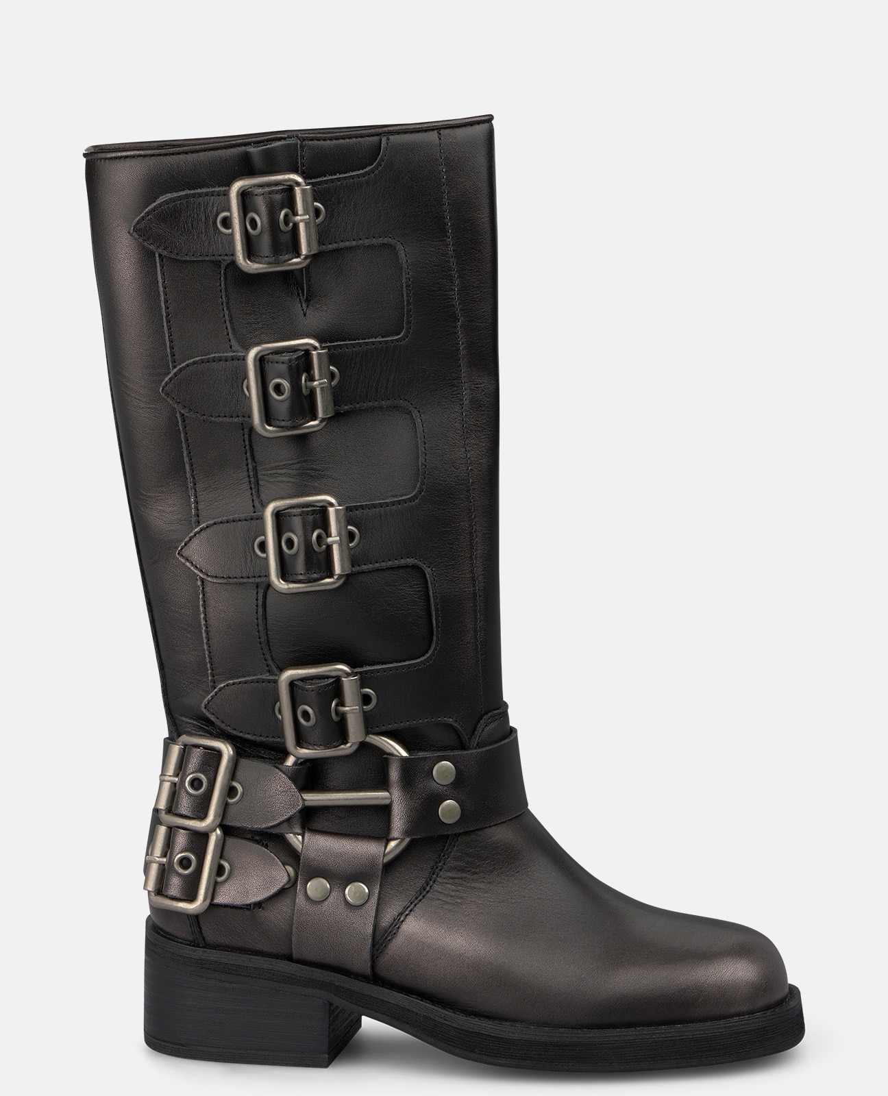 Imagem 0 de Botas Biker com Múltiplas Tiras e Fivelas Metálicas