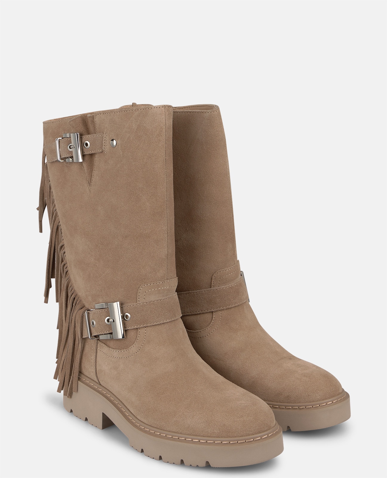 Botas Militares em Pele com Franjas Vison-2