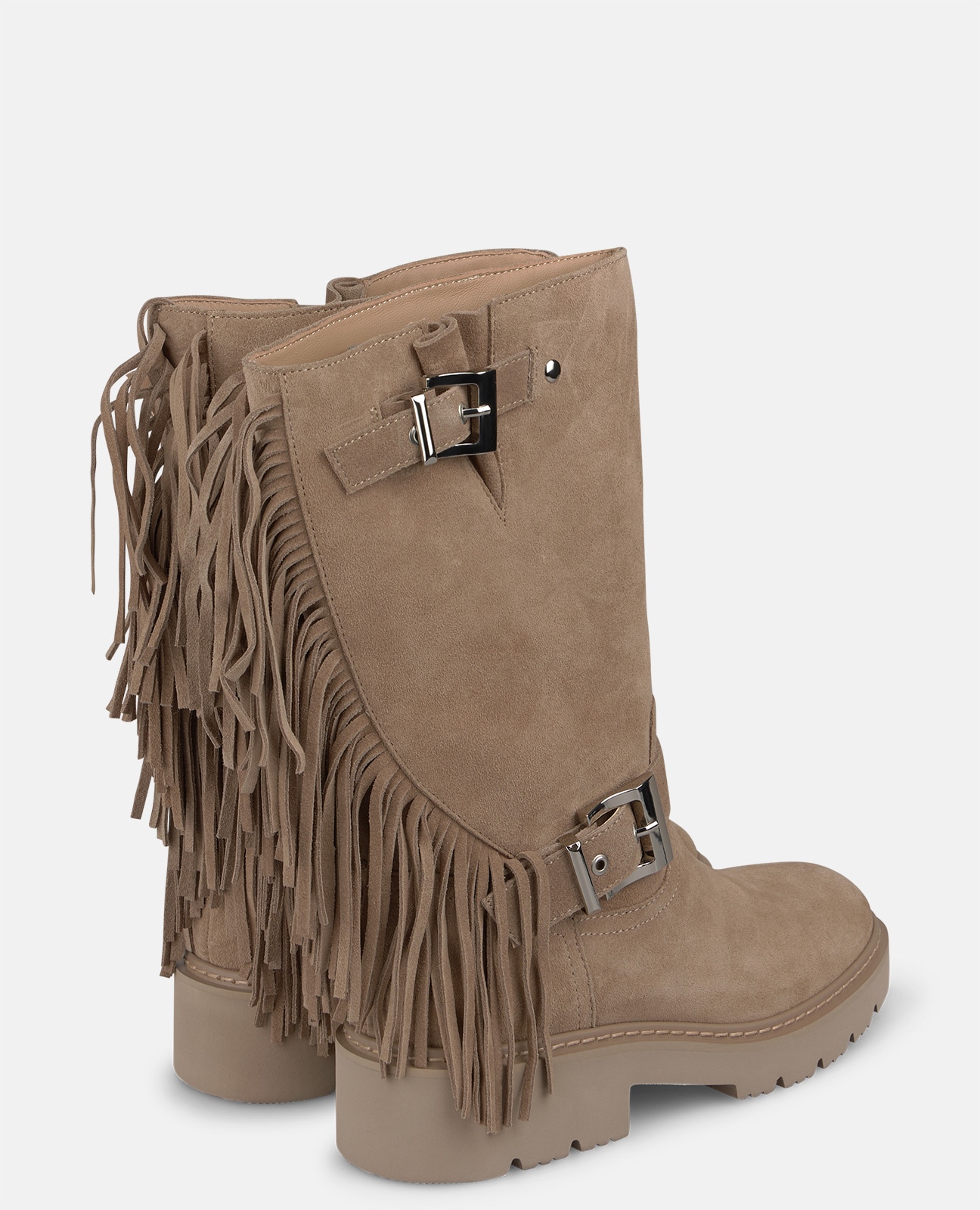 Botas Militares em Pele com Franjas Vison-3