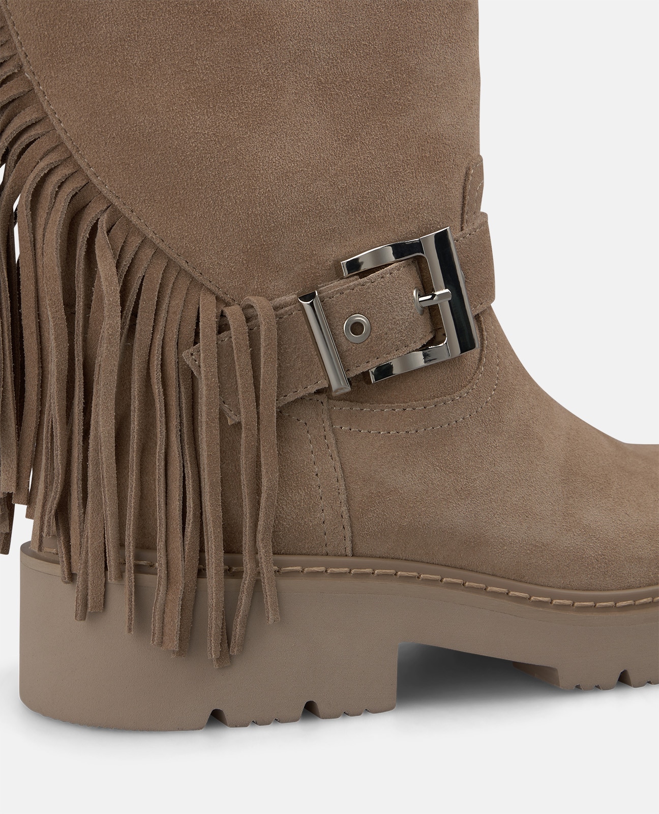 Botas Militares em Pele com Franjas Vison-4