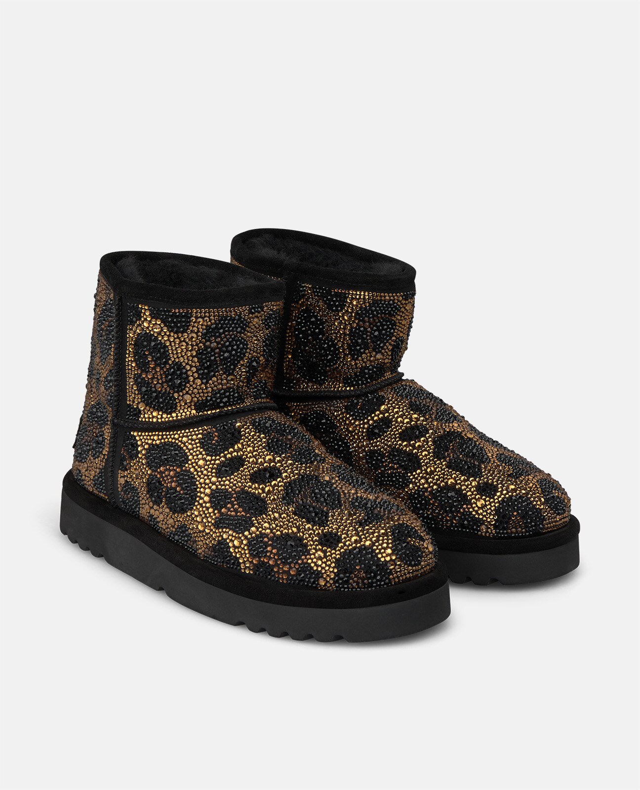 Botins Apreski com Pedraria Animal Print Preto-2