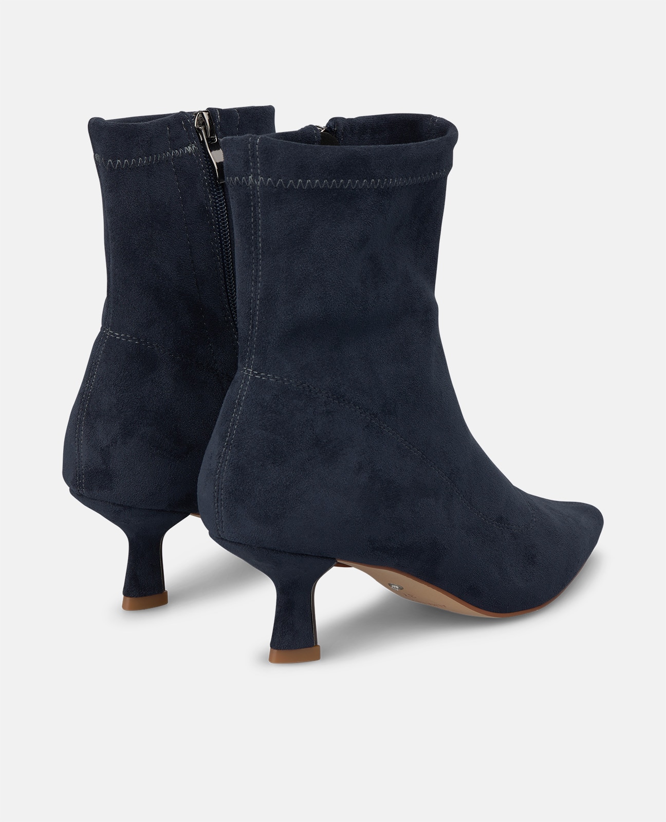 Botins Básicos com Fecho Zip e Tacão Mini Azul-marinho-3