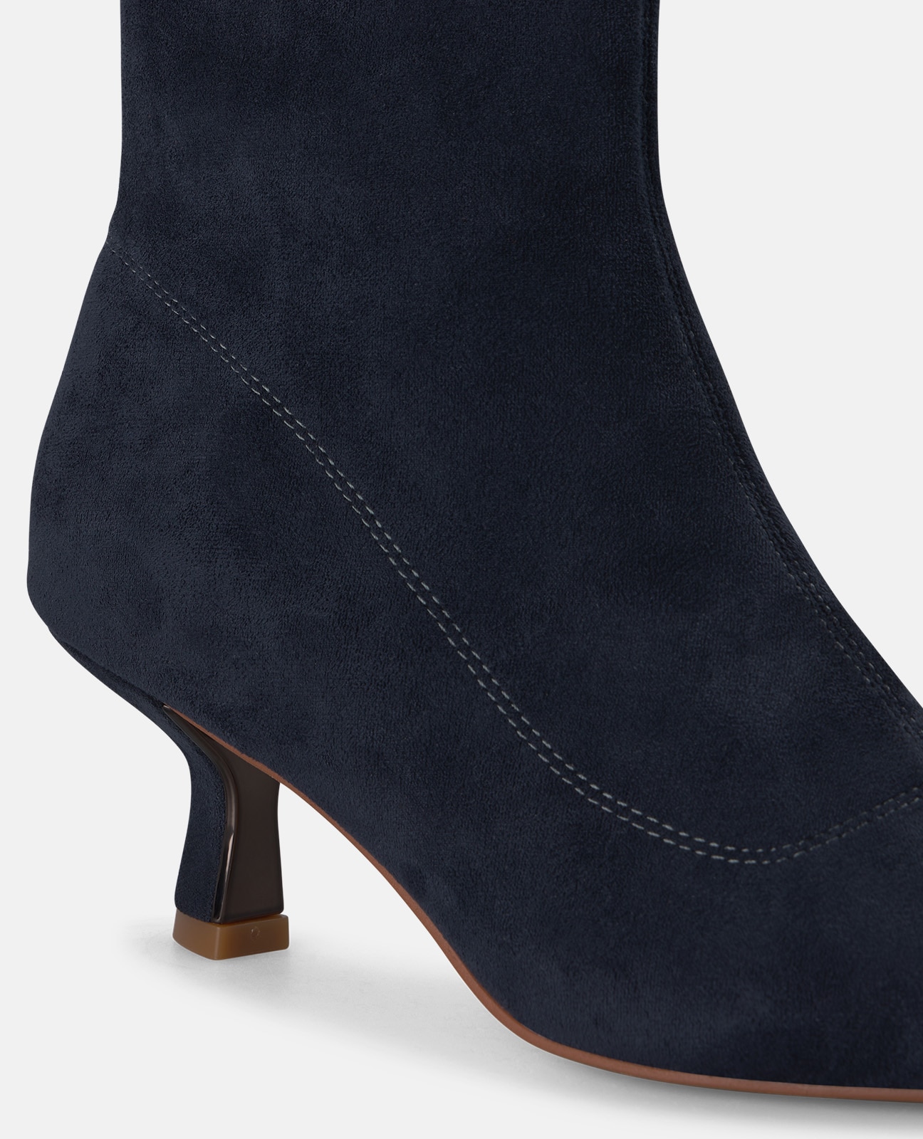 Botins Básicos com Fecho Zip e Tacão Mini Azul-marinho-4