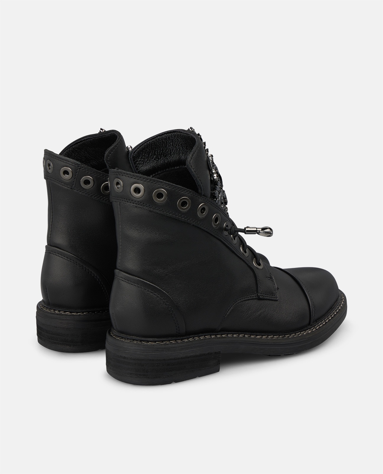 Botins Militares em Napa com Cano Assimétrico Preto-3