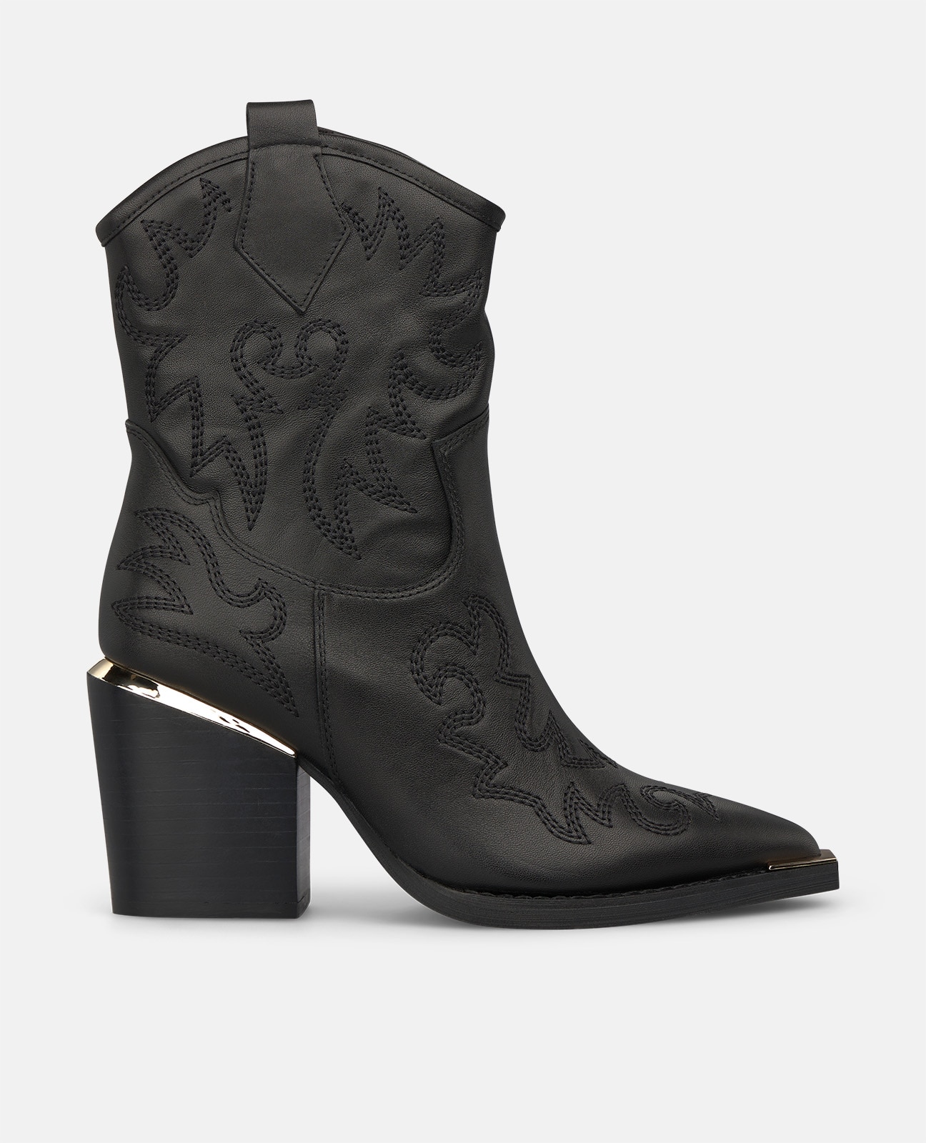 Imagem 0 de Botins Cowboy em Napa com Fecho Zip Lateral e Detalhes Bordados