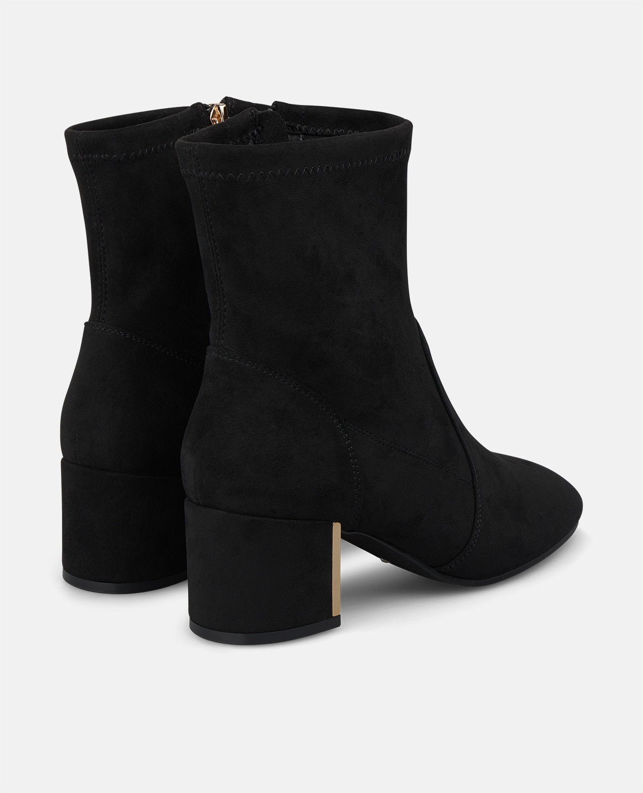 Botins Básicos com Biqueira Redonda e Fecho Zip Preto-3