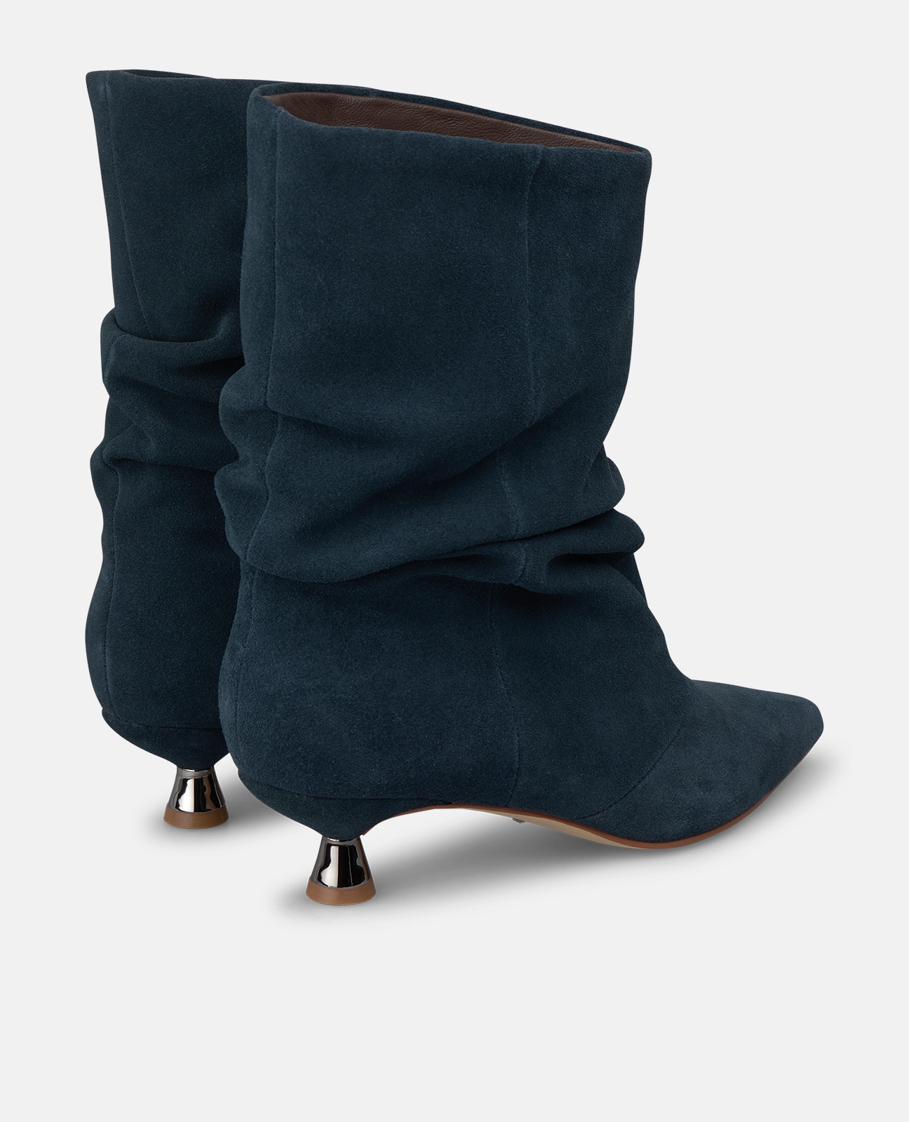 Botins Básicos em Camurça com Salto Chupeta Azul-marinho-3