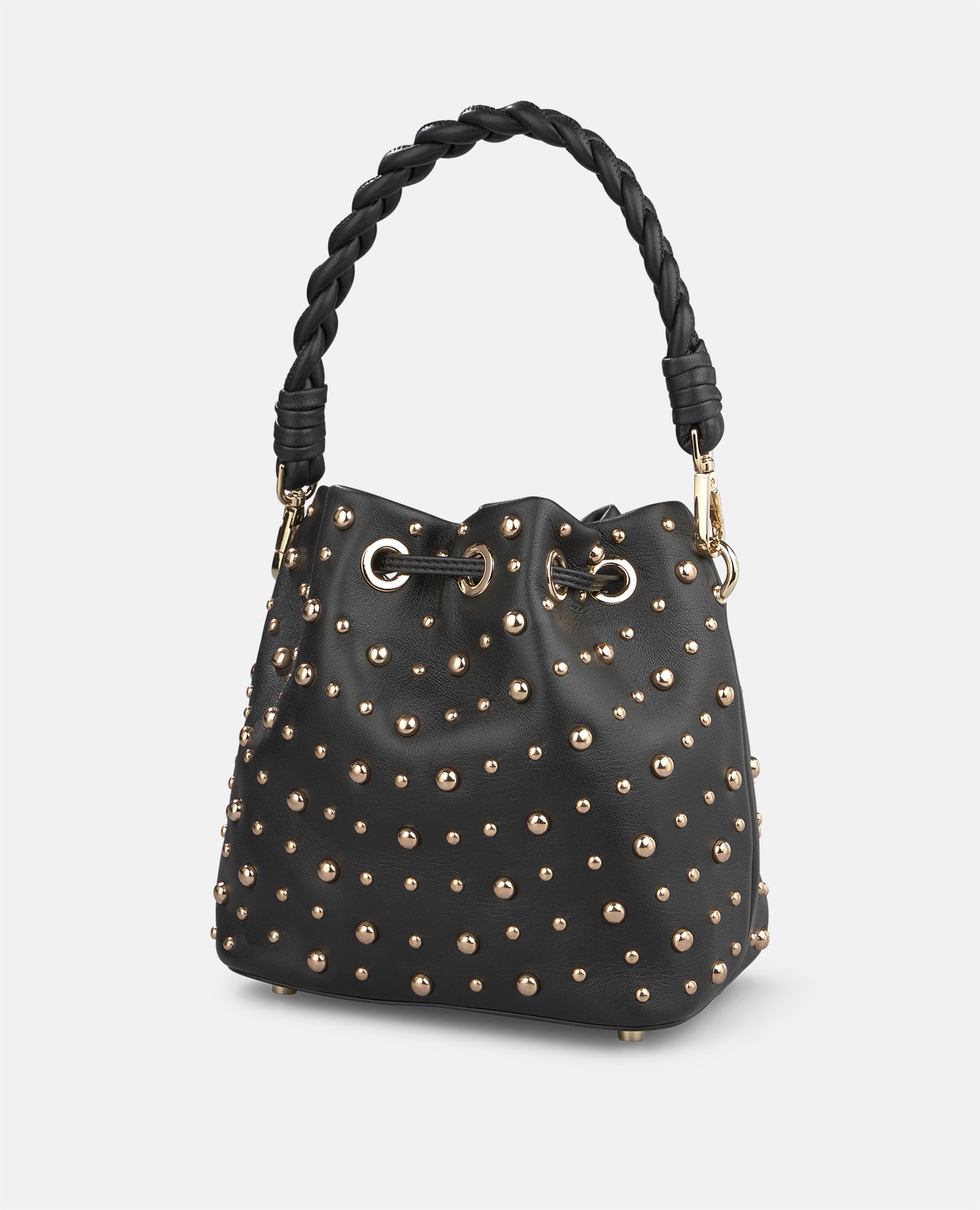Mala Bombonera de Napa com Tachas Metálicas Preto-5