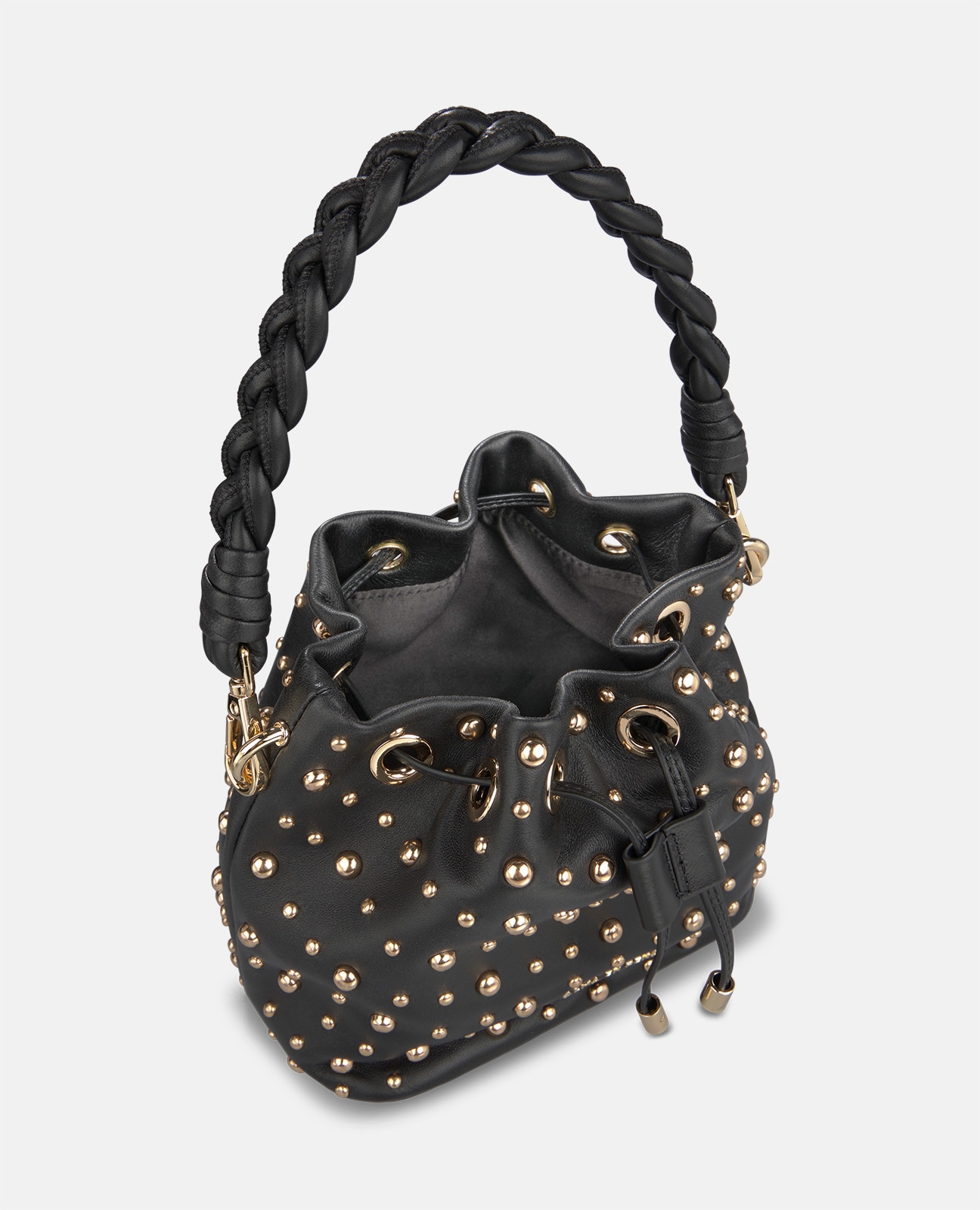 Mala Bombonera de Napa com Tachas Metálicas Preto-6