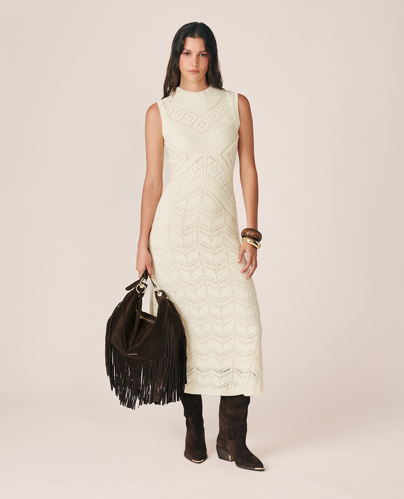 Imagem 0 de Vestido Comprido Perfurado sem Mangas