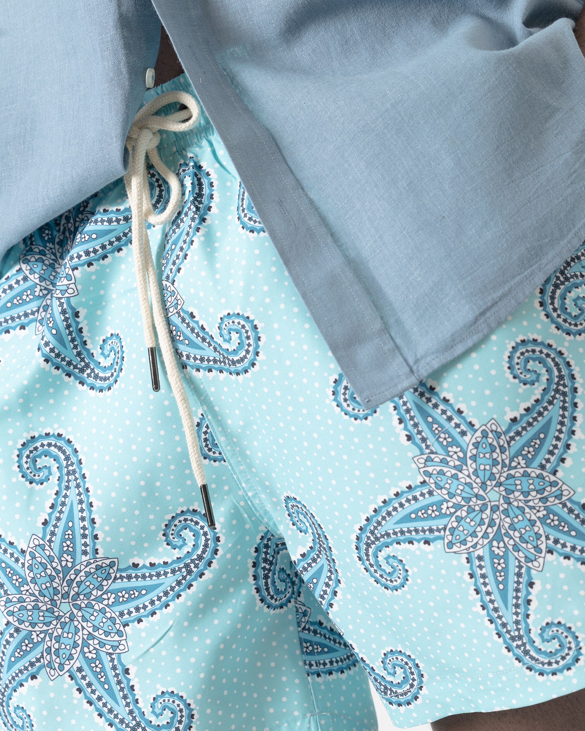 Fato de Banho Estampado em Azul Turquesa Azul-turquesa-3