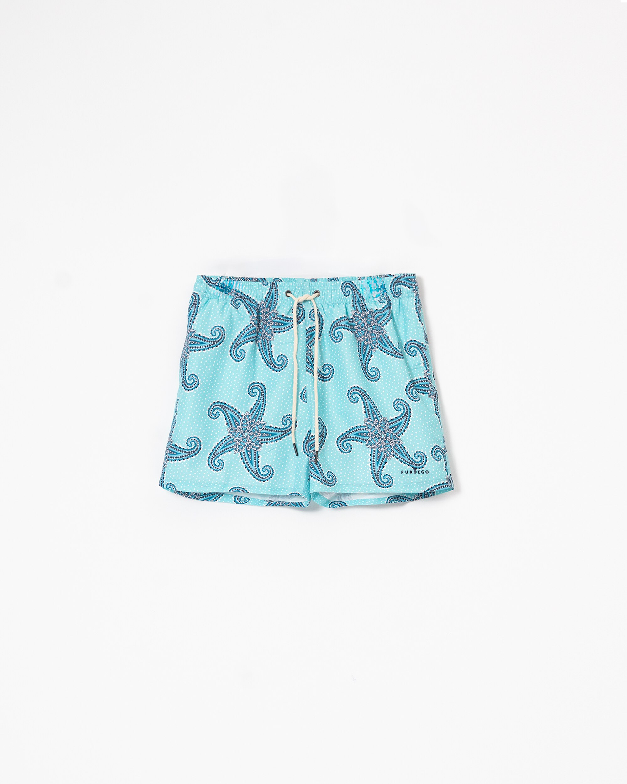 Fato de Banho Estampado em Azul Turquesa Azul-turquesa-5