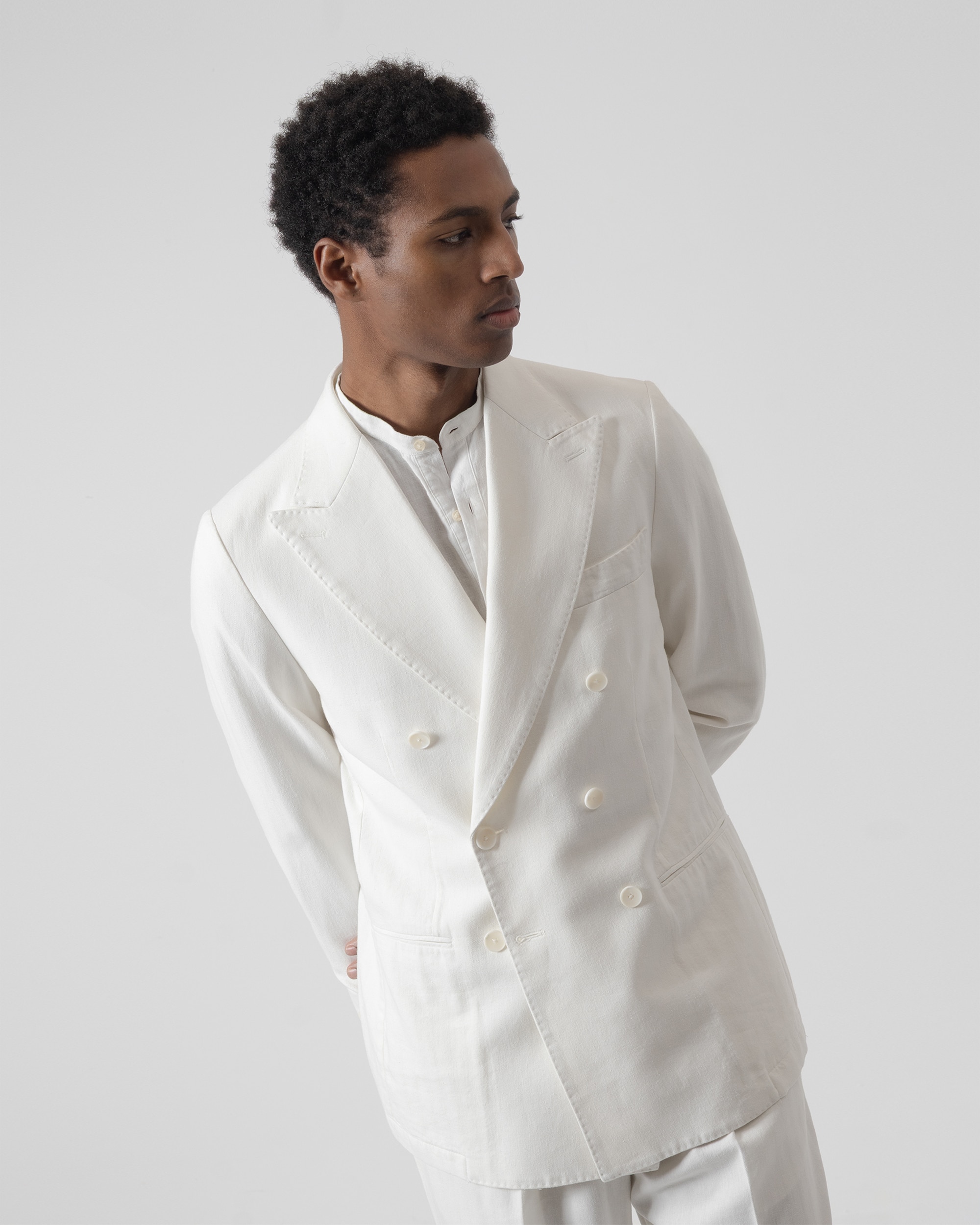 Blazer Cruzado Espiga Slim Fit em Branco Branco-2