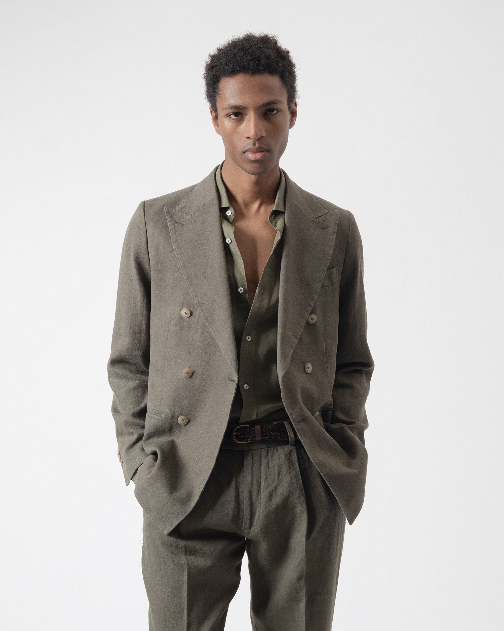 Blazer Cruzado Slim Fit Caqui Caqui-2