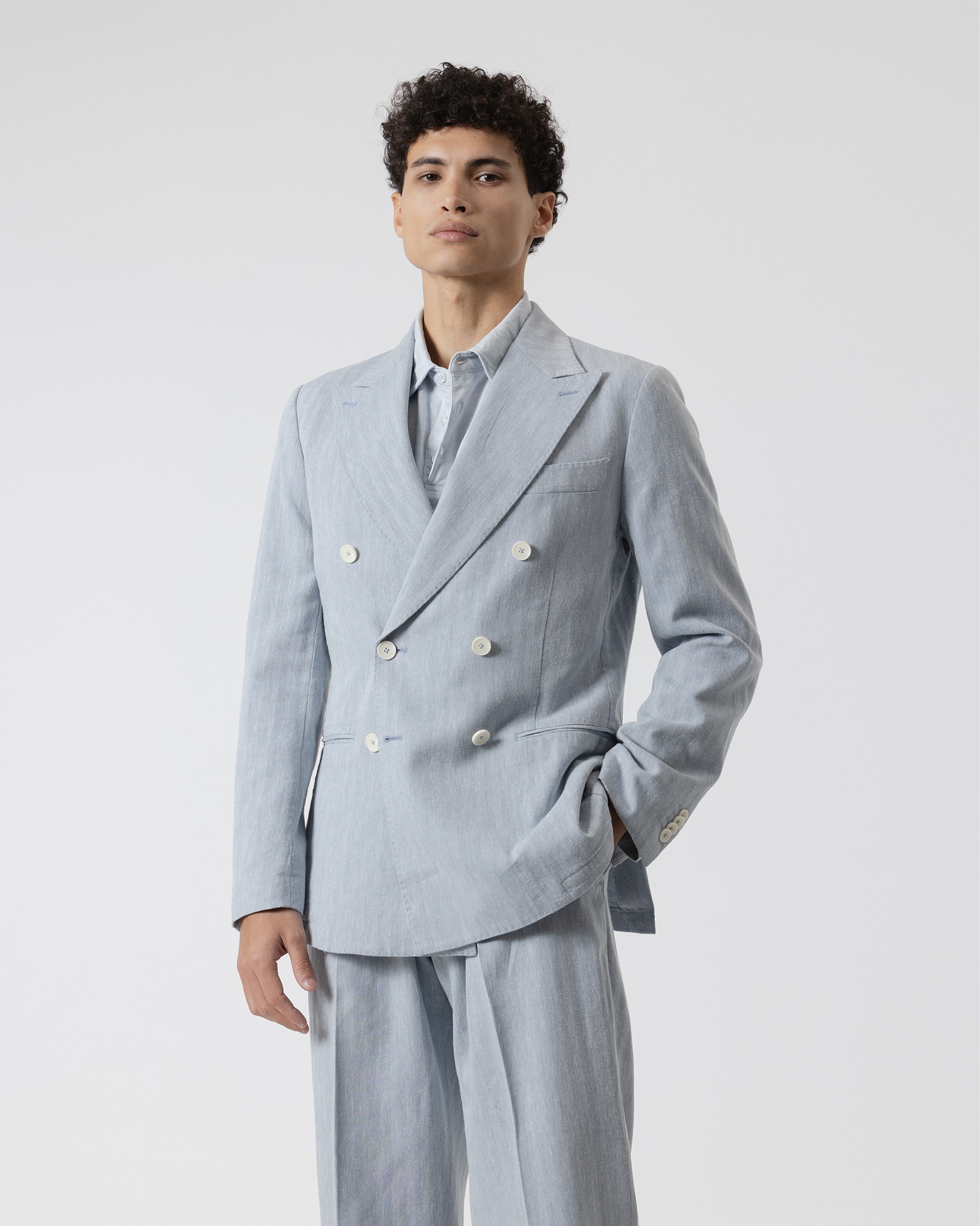Blazer Cruzado Espiga Slim Fit Azul Celeste Azul-celeste-2