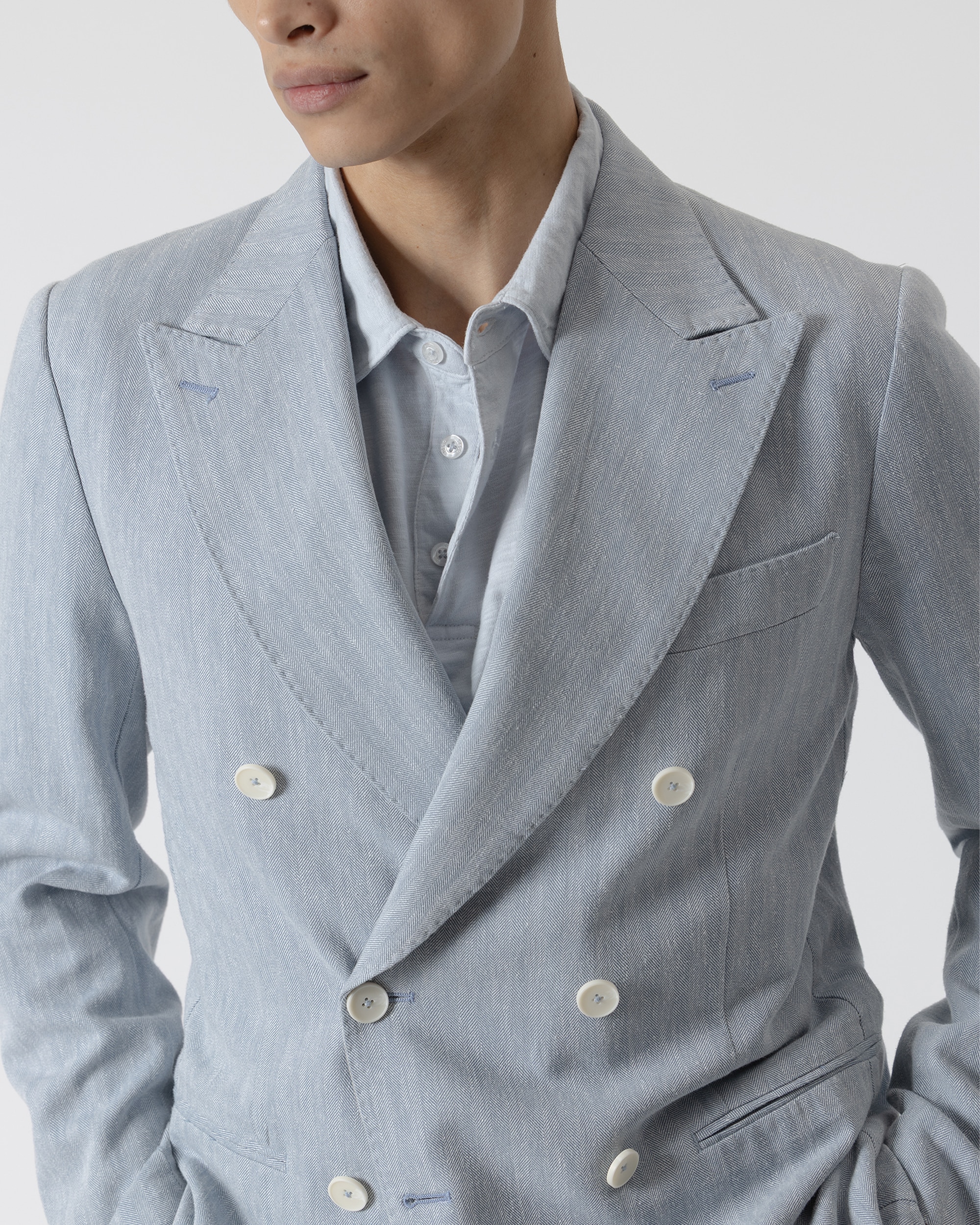 Blazer Cruzado Espiga Slim Fit Azul Celeste Azul-celeste-3